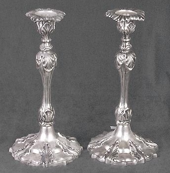 Sterling Silver Candlestick Holder Pair