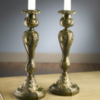 Victorian Brass Candlestick Pair