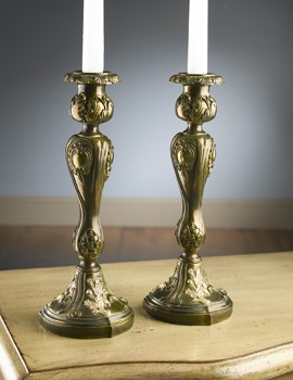 Victorian Brass Candlestick Pair