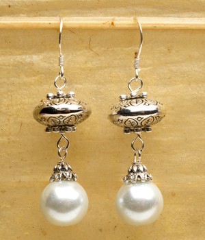 White Pearl Stack Earrings