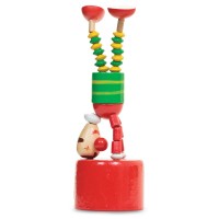 Wooden Push Up Clown Press Puppet