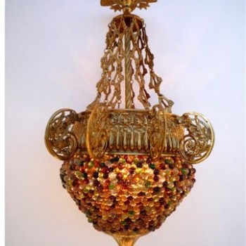 Colored Glass Pearl Byzantine Chandelier