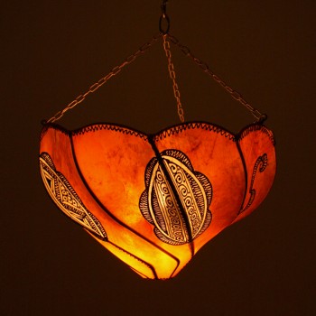 Orange Henna Painted Moroccan Lantern