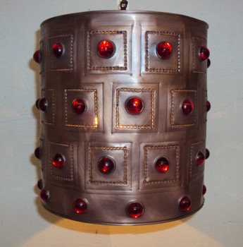 Red Jewel Barrel Pendant Light