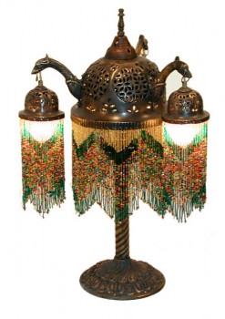 Triple Arch Beaded Brass Table Lamp